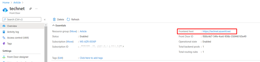 Configuring Azure Front Door for a highly available web application